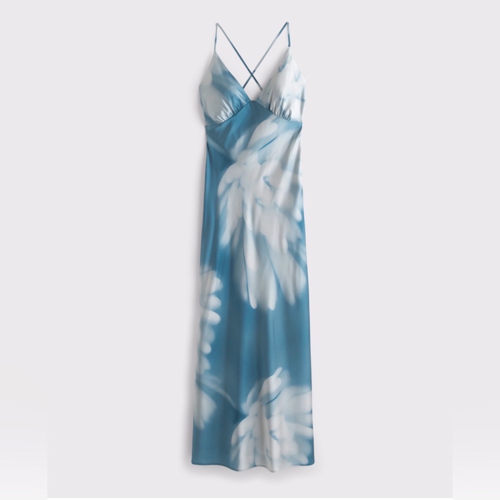 A&F Blue Floral Tie Back Maxi Dress